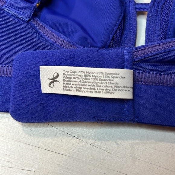 All You Lively Mesh Trim Bralette, Wireless, Color Clamatis Blue, 34D/DD - Picture 7 of 10